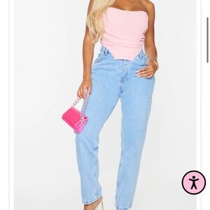 Pink ruched crop top corset